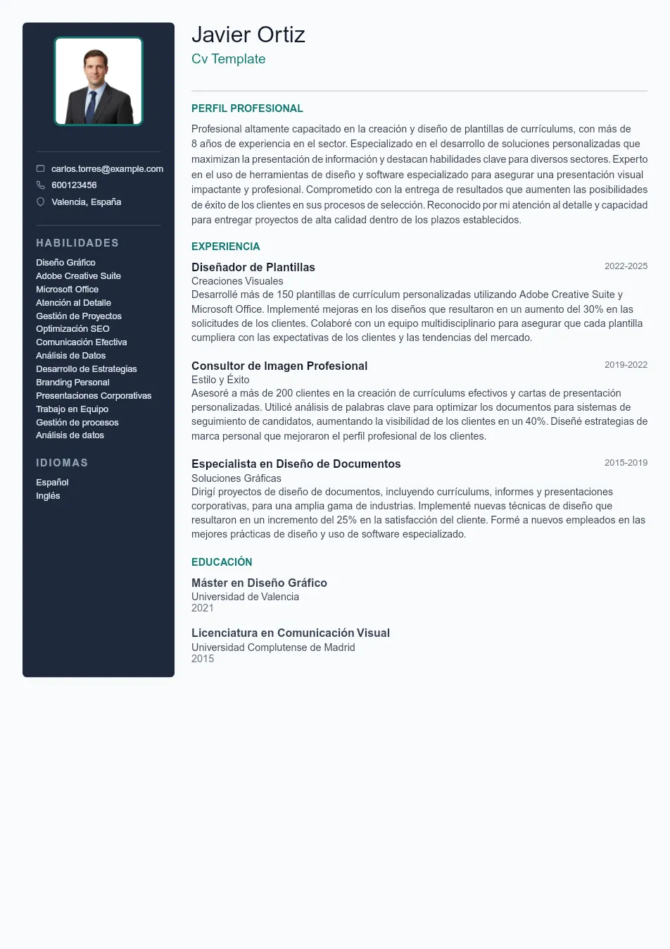 Ejemplo de CV de Cv Template CV Example - Professional Resume Template