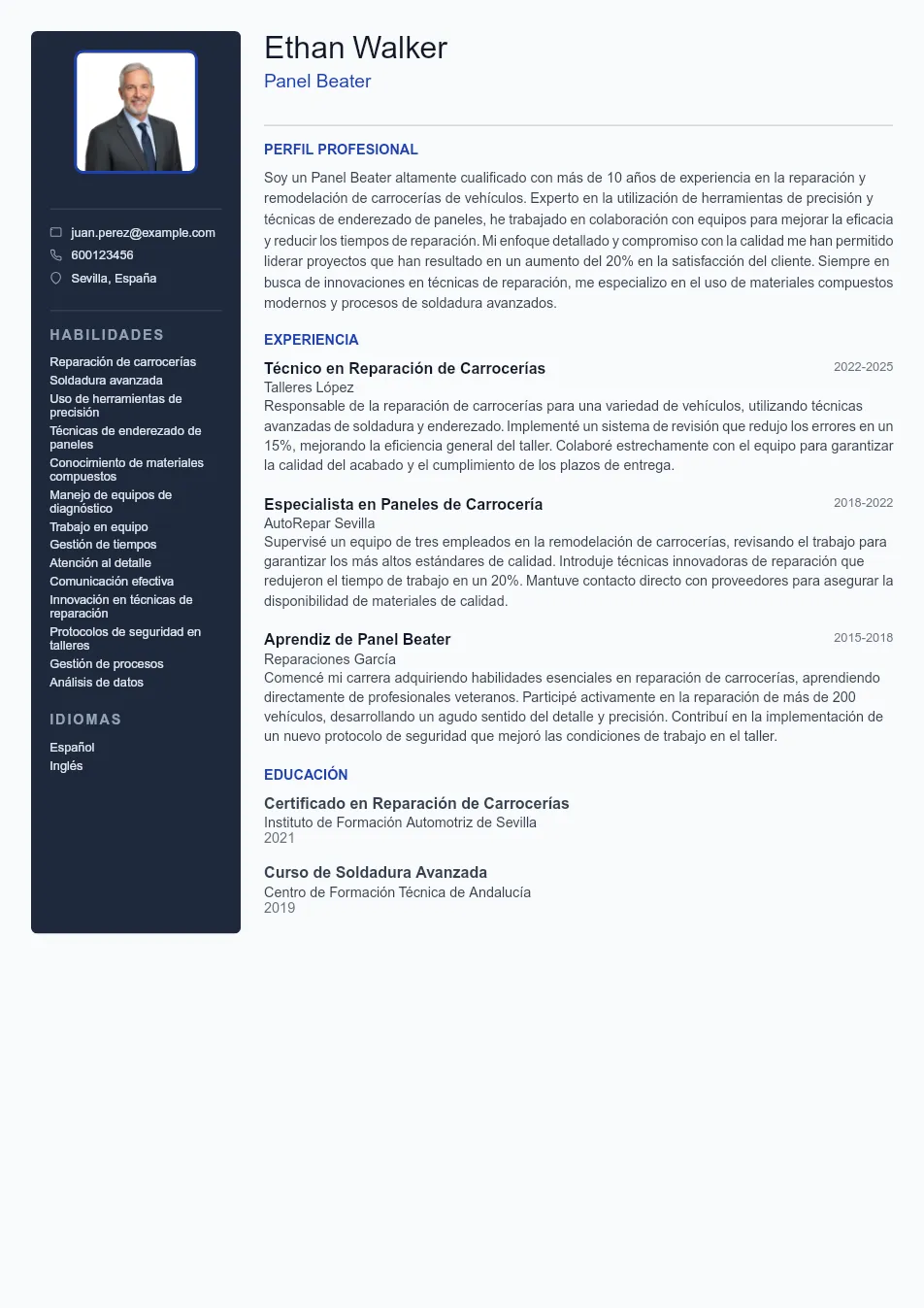 Ejemplo de CV para Chapista que Destaque - Plantilla de currículum profesional